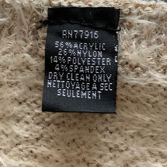 Anthropologie Akemi + Kin Eyelash Poncho Cream and Gold Metallic Turtleneck O/S - Picture 6 of 11